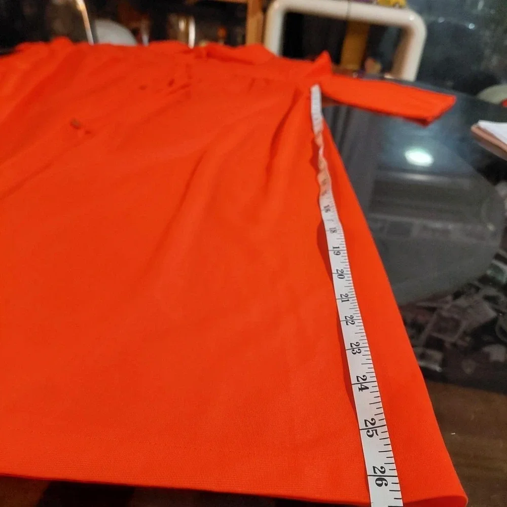 Vintage bright coral almost red 2-piece slip set with mini dress and over coat. - Picture 6 of 8